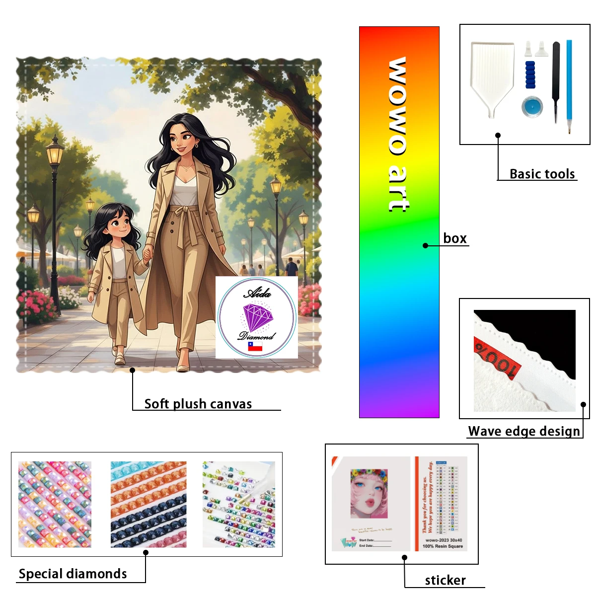 

【Aida_ Diamond Art】Набор для творчества: Кристаллы AB и FD, идеальные стразы из смолы для мамы и дочки