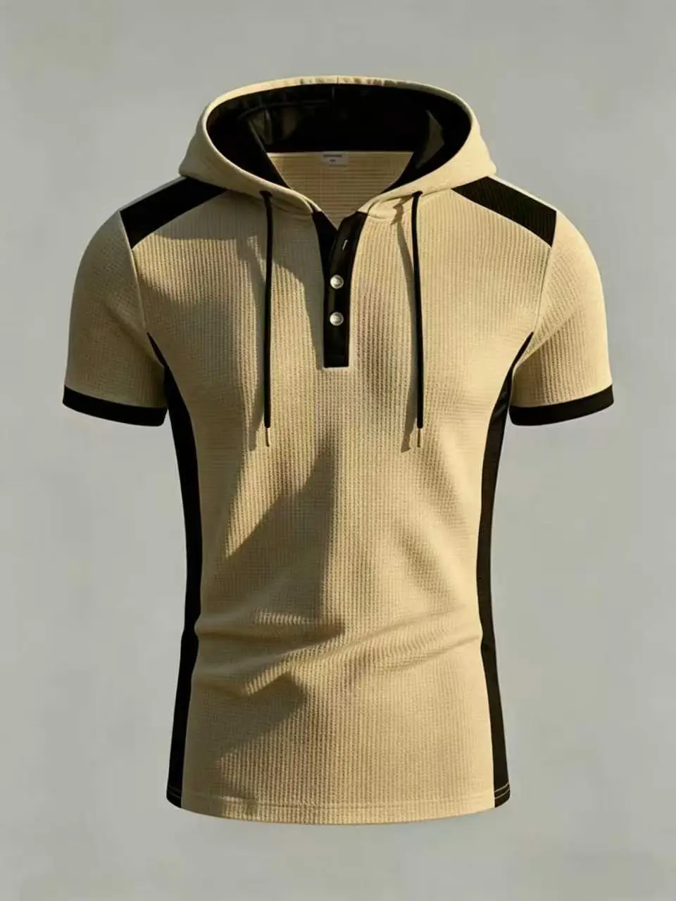 2026 new men's T-shirt summer slim fit hooded short sleeved T-shirt men's lightweight hooded fitness breathable sports top
