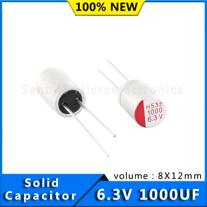 10PCS  6.3V  1000UF  New Motherboard Graphics 1000uf 6.3V 8x12 Card Solid Capacitor Solid Electrolytic Capacitor Super Low ESR
