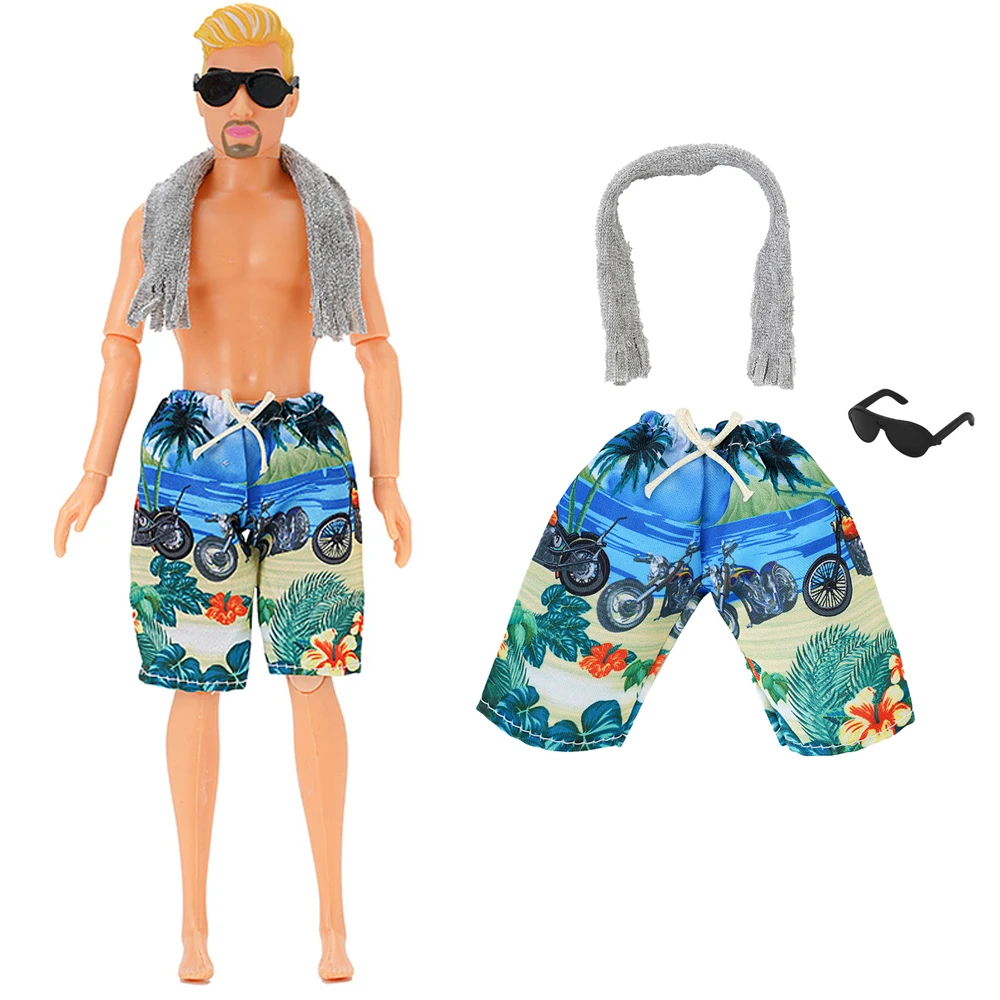 

NK 1/6 Prince Fashion Fancy Beach Swimwear Shorts Scarves Sunglasses 12 Inch Boy Doll Clothes For Male Doll Accessories Gift Toy