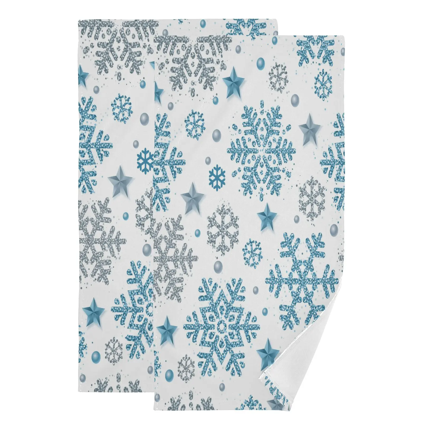 

Winter Snowflake Hand Towels 2 Pieces Set Bathroom Gym Spa Bath Towels Washcloths Soft Absorbent Cotton Towels Multifunction