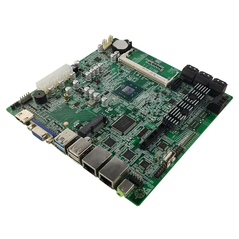 Thin-ITX على متن وحدة المعالجة المركزية J1900 DDR3 سطح المكتب اللوحة الأم الصناعية 13 SATA 7 USB 2 COM NAS أتمتة اللافتات الرقمية المدمجة