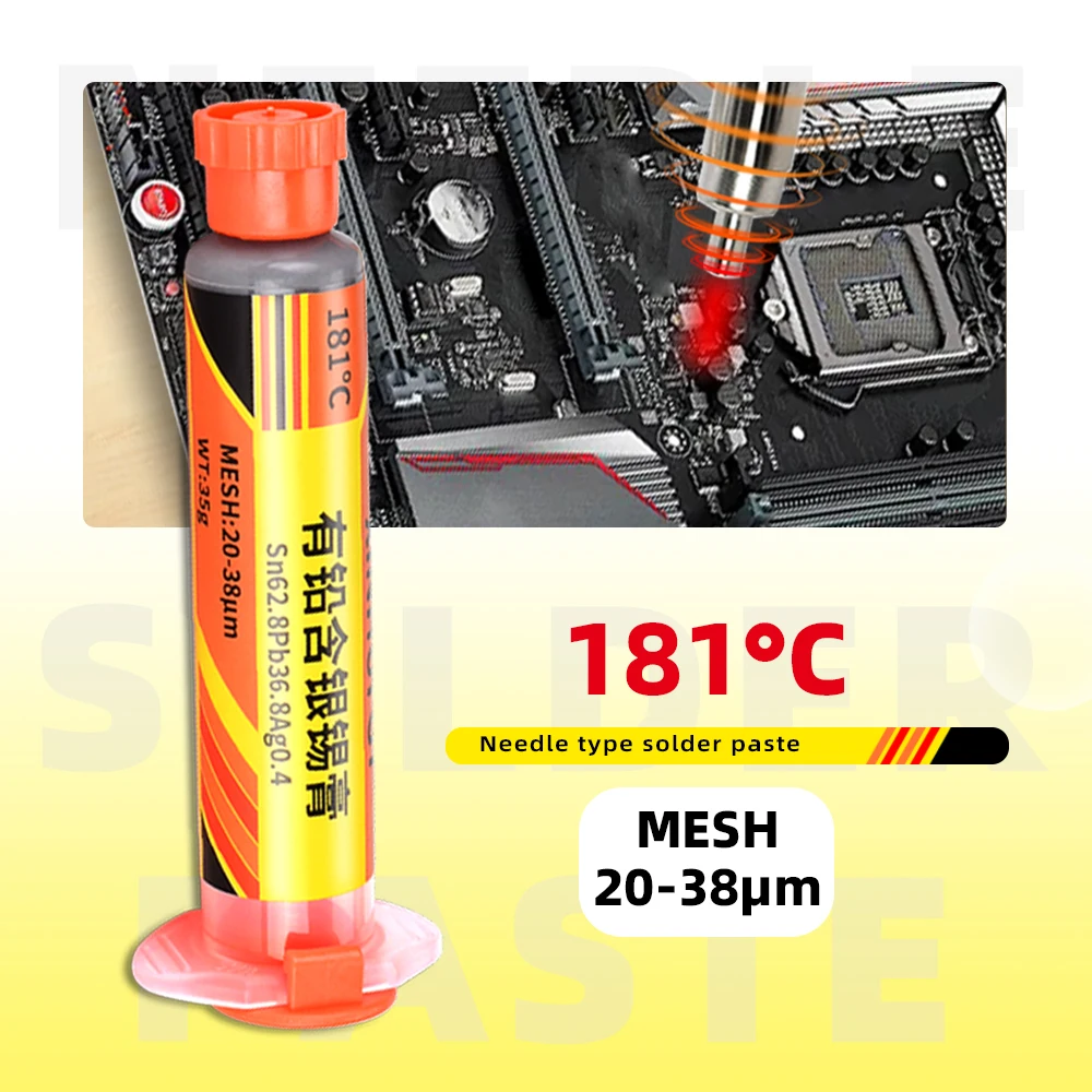 Lead-containing and 181-degree silver-bearing solder paste for syringe soldering, applied in SMT (Surface Mount Technology) chip