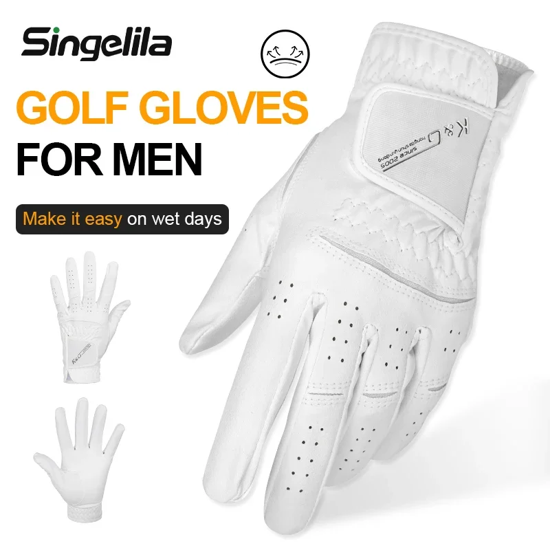 High Quality Golf Gloves Men's Gloves Left Hand Soft White Dark Grey Swing Training Granules Breathable Namib Gloves Non-slip