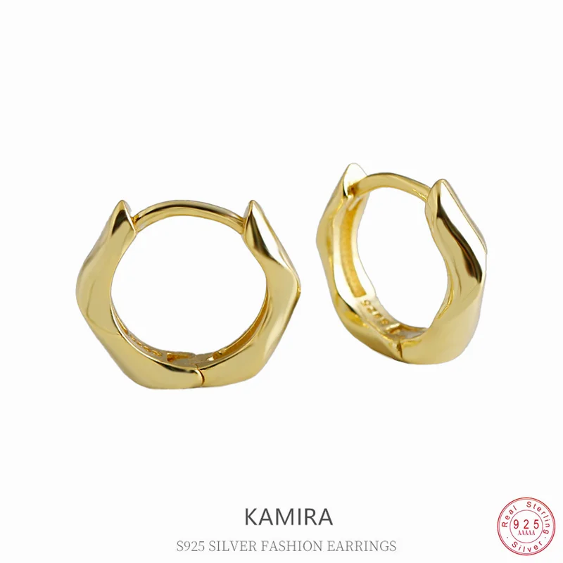 KAMIRA Real 925 Sterling Silver Elegant Twist Hoop Earrings for Women Luxury Simple Banquet Delicate Jewelry Charm Hug Earrings
