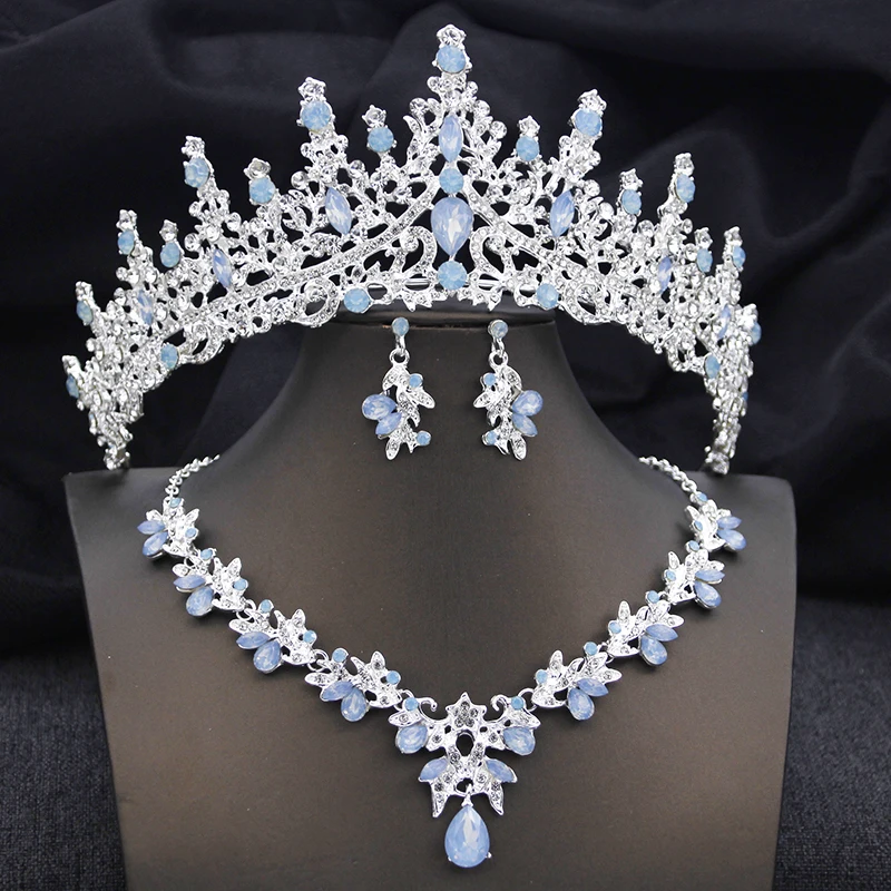 

Elegant Bridal Jewelry Sets Princess 3 Pcs Tiaras and Necklace Earrings for Party Prom Birthday Wedding Hair Accessories