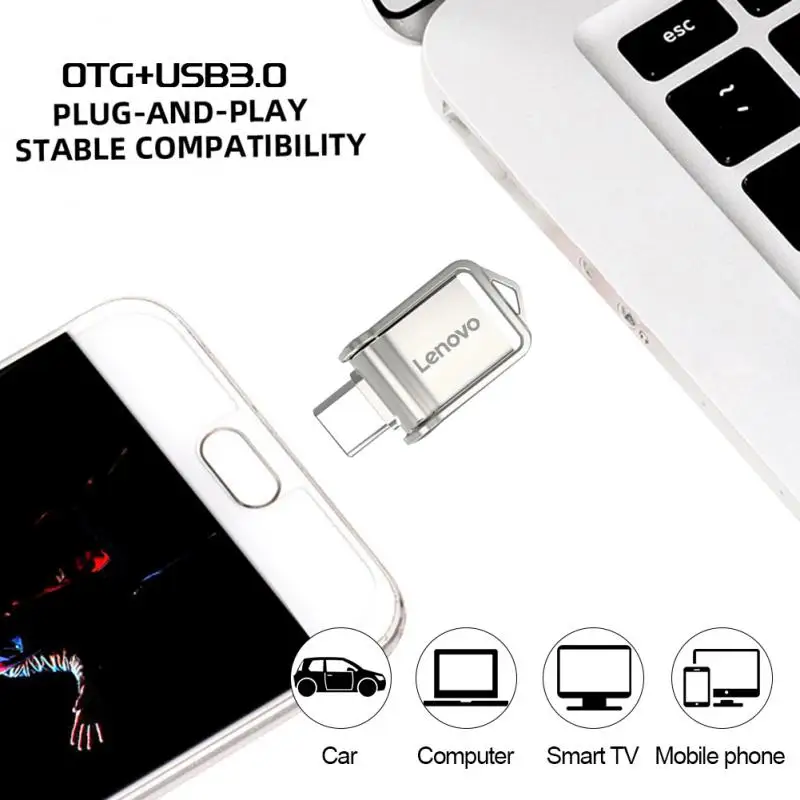 لينوفو-OTG محرك فلاش USB ، USB 3.0 ، محرك فلاش عالي السرعة ، عصا 128GB ، 512GB ، 2 في 1 ، كمبيوتر محمول ، كمبيوتر شخصي ، بطاقة ذاكرة فلاش