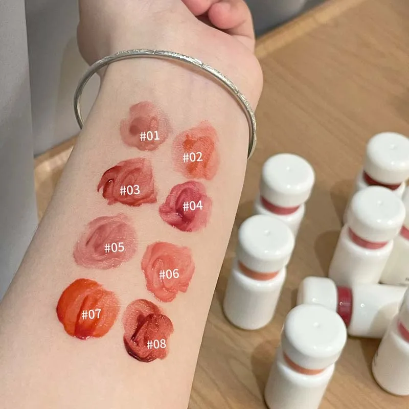 HERORANGE Specchio colorato morbido Smalto per labbra Specchio idratante Colore chiaro dell'acqua Lucidalabbra per trucco a lunga durata