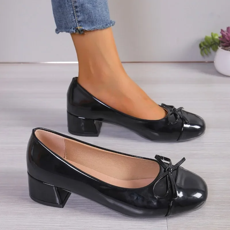 Damskie Casual Bow-knot Sweet High Heels Sandals 2024 Summer Platform Heels Office Mary Jane Shoes Ballet Pumps Zapatos De Mujer