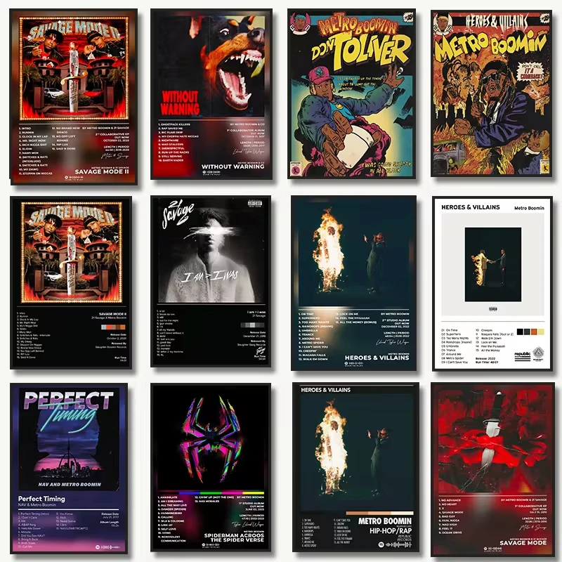 Póster de portada de álbum de música, impresiones de Héroes y villanos, arte de pared, imágenes de pintura para pared, regalo de decoración del hogar, Metro-Boomin, Hip Hop