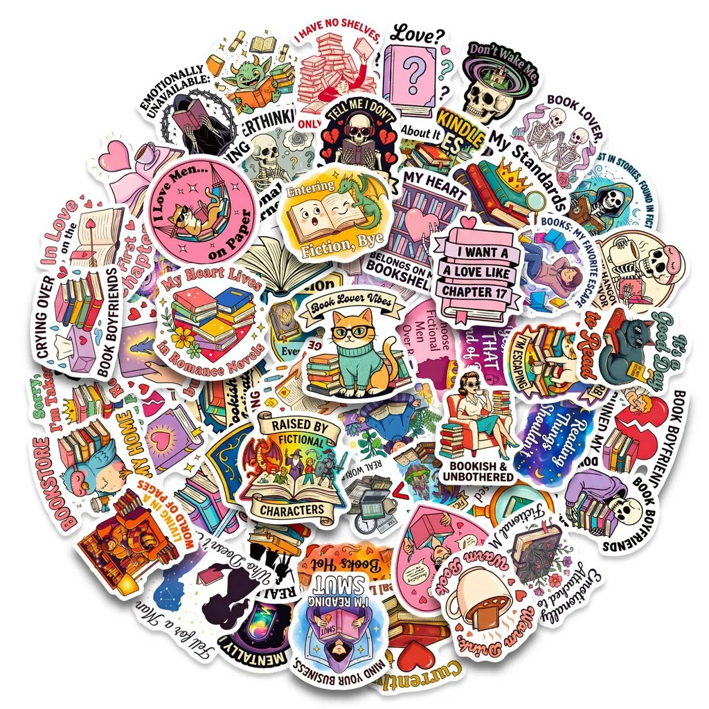 56Pcs Animal Reading Themed Stickers, Pink Bookish Decals for Laptop & Journal DIY Decor RecordingYourLife Store