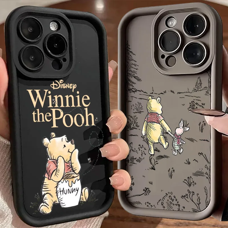 Disney Winnie The Pooh Bear Phone Case For iPhone 17E 11 12 13 14 15 16 17 Pro Max Fundas 17 Air Plus 16e 13 Mini Silicone Cover