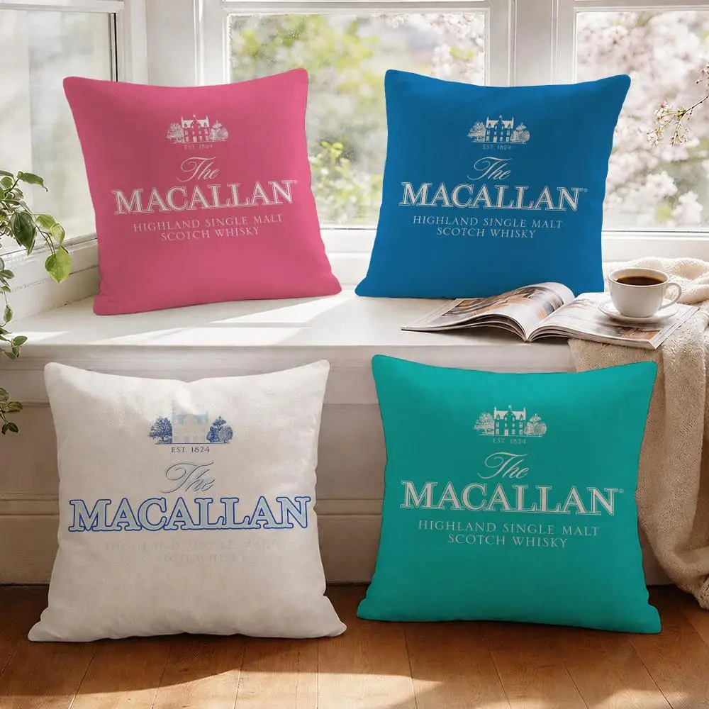 Funda de cojín de marca Whiskey T-The Macallan, funda de almohada transpirable y fresca de lino Natural con estampado, decoración para sofá y dormitorio