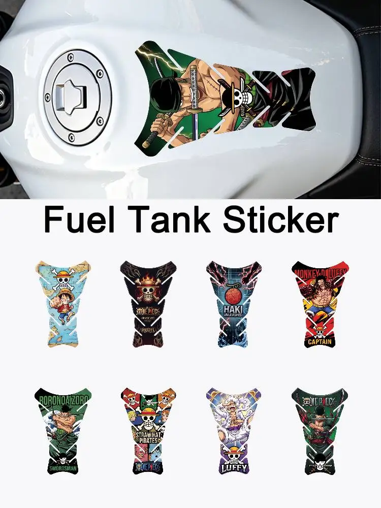 

ONE PIECE ZORO LUFFY Motorcycle PVC Tank Pad Tank Cap Protector Racing Sticker Universal
