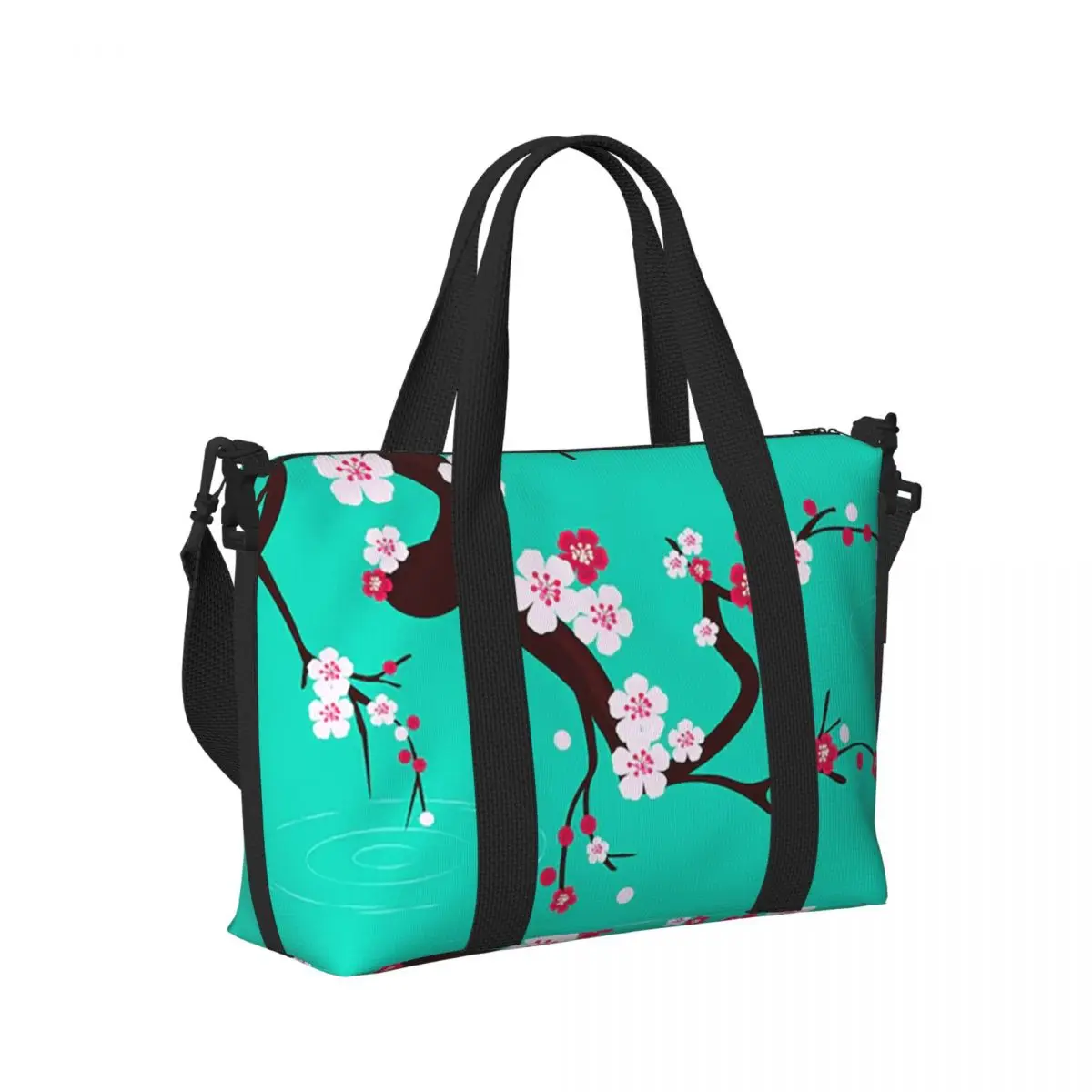 

Japanese Sakura Cherry Blossoms Beach Travel Bag Large Capacity Tote Bags for Gym Yoga Women Shopping Duffle Shoulder Bag