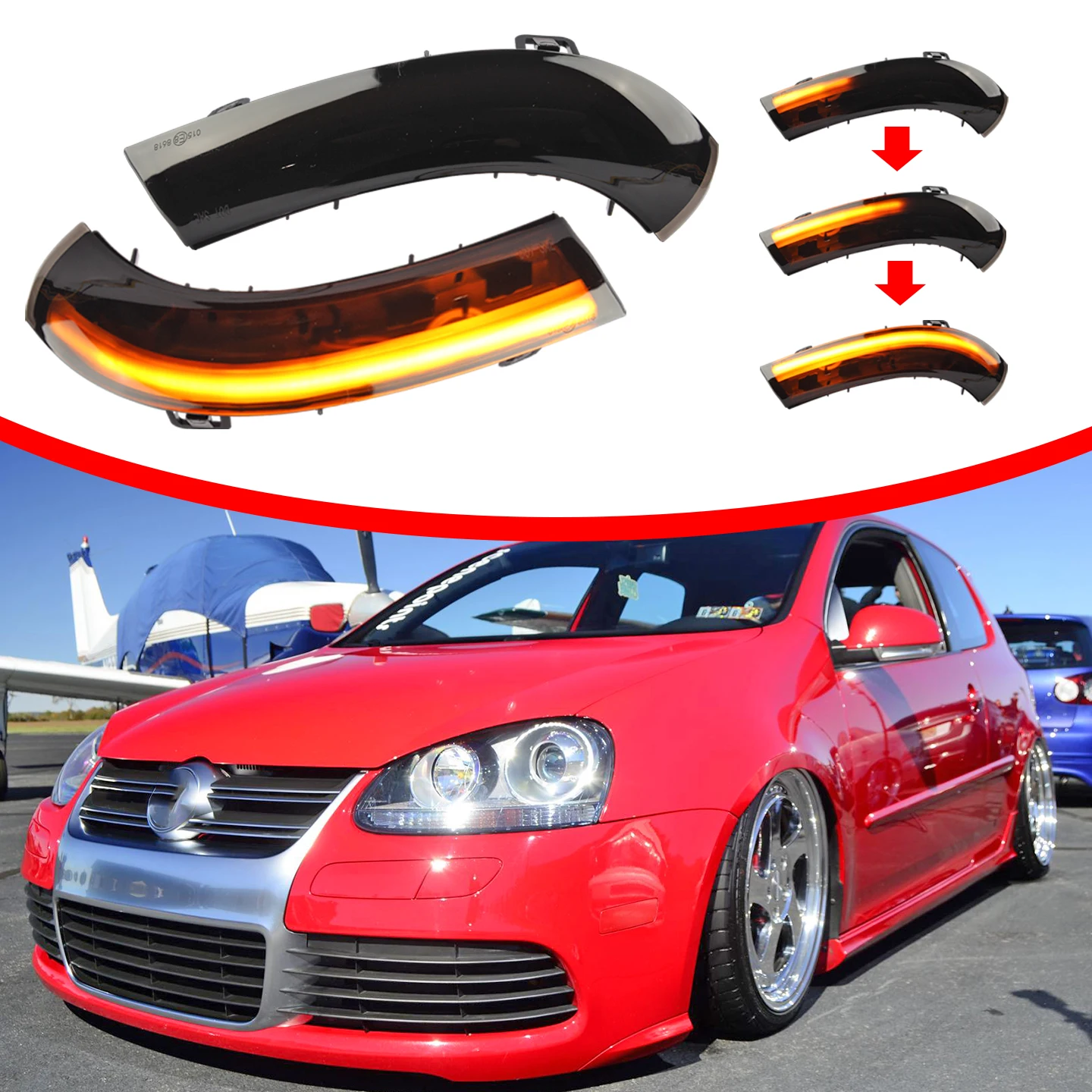 1 Pair LED Side Wing Rearview Mirror Dynamic Indicator Blinker Flowing Turn Signal Light for VW GOLF 5 MK5 Jetta Passat B5.5 B6