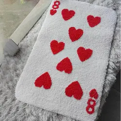 Card Love No. 8 Tufted Rug Red And White Rectangular Living Room Bedroom Decorative Carpet Bathroom Mat