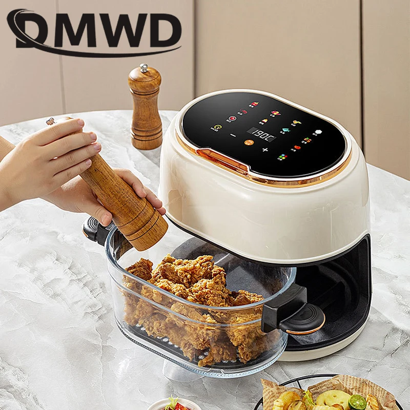 4L Multifunctional Electric Fryer Oven Visual Glass Fryer French Fries Chicken Frying Pot Fried Fish Light Wave Furnace 220V