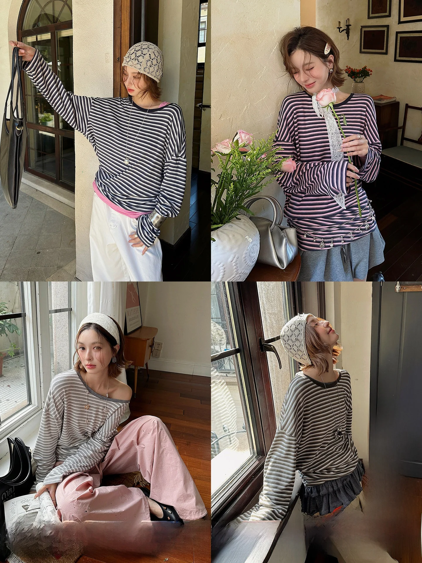 

Футболка REREK с нерегулярной текстурой и полосками, вязаная, с длинным рукавом, круглым вырезом, влагоотводящая, из смеси полиэстера, хлопка и спандекса