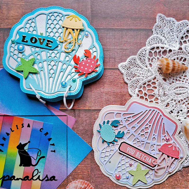 Seashell Shell Frame Crab Starfish Jellyfish Metal Cutting Dies for Scrapbooking Cardmaking Ocean‑themed Tag DIY Paper Die Cuts