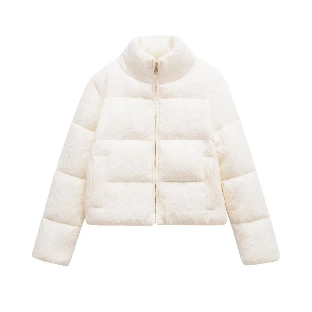 

Women's Cotton-Padded Jacket Stand Collar Zipper Decoration Two-Color All-Match Spring New F79660