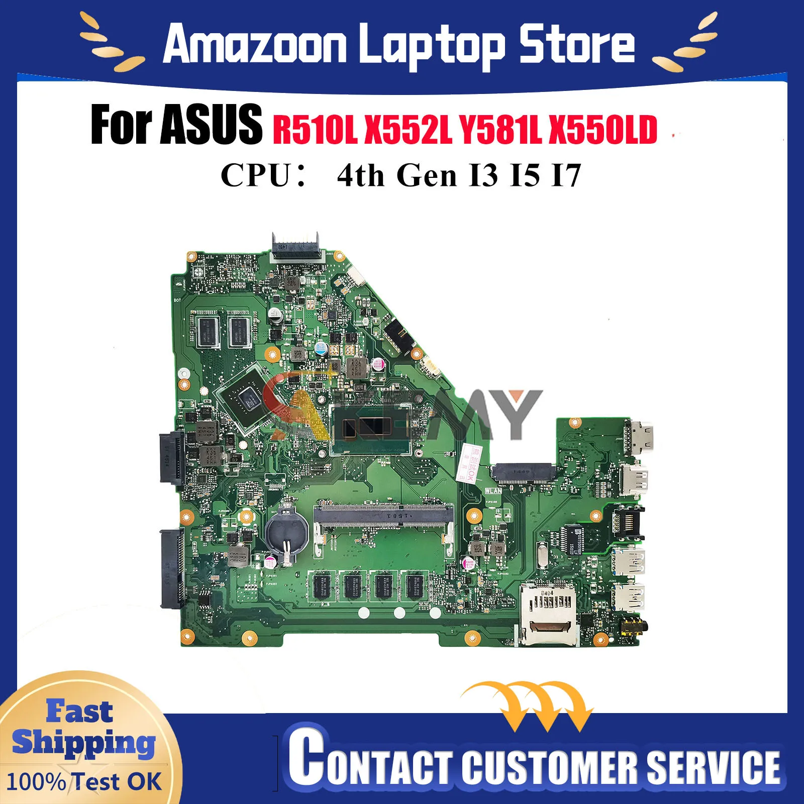 

Материнская плата для ноутбука X550LD ASUS VivoBook X552L X550LN Y581L X550LB X550L X550LC X550LD R510L с процессором I3 I5 I7 stk