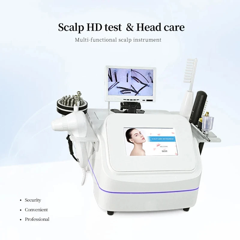 New 7 In 1 High Frequency Hair Follicle Detection Scalp Treatment Machine Hair Analyze Scalp Care Massage Hair Regrowth Device