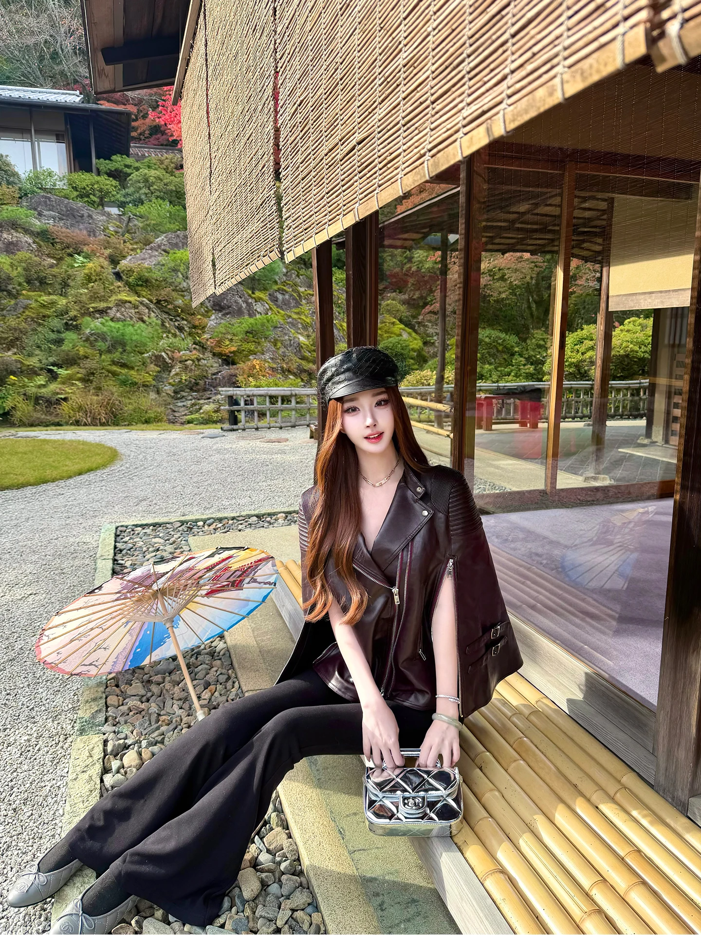 

Women's 7wPU Leather Jaet Vera Moon G Home Treasury Casual Sle Zipper Decoration Waterproof ort Coat Fem oulder Wrap