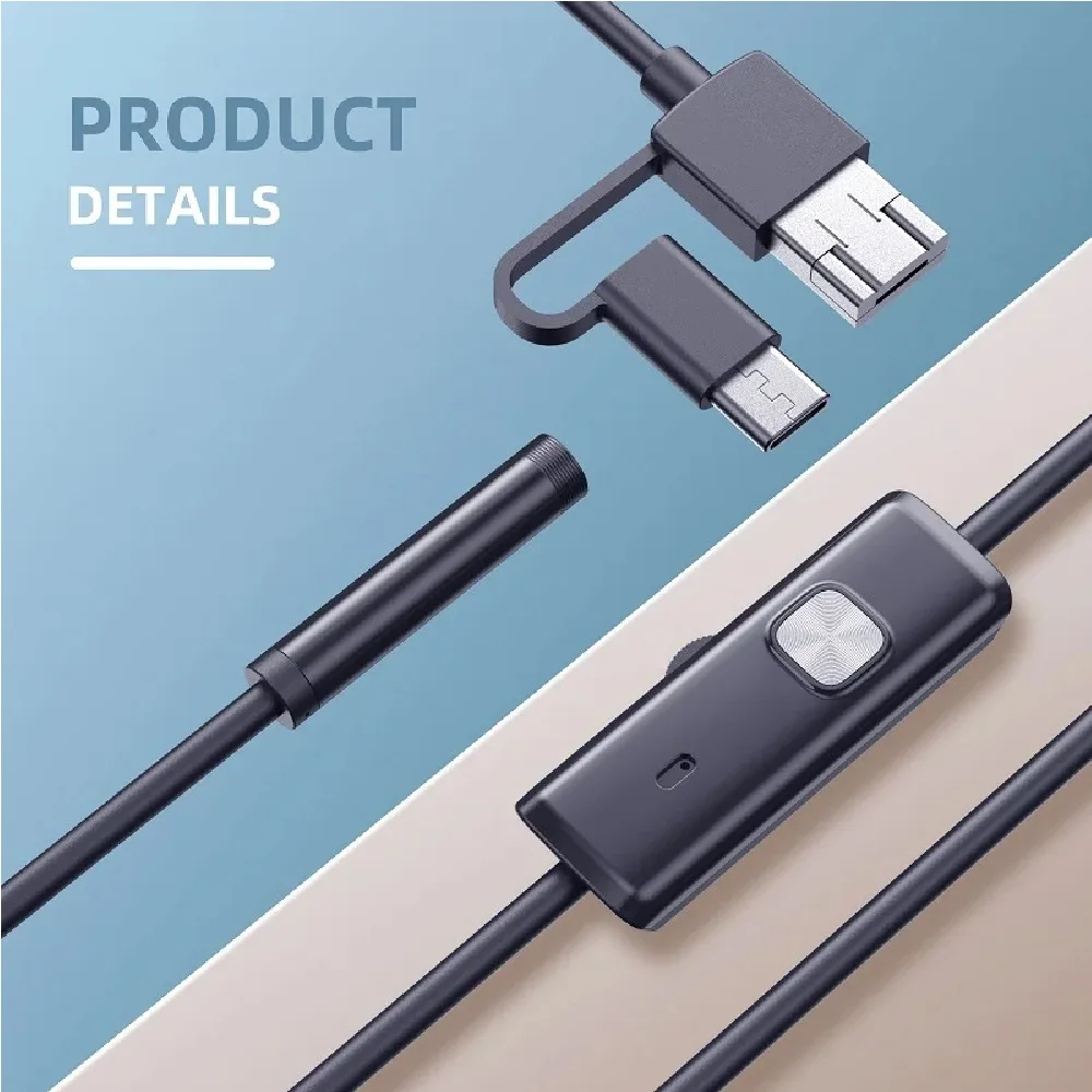 7MM/8mm Android Endoscope Camera 3 IN1 Micro USB Type C Borescope Mini Camera Waterproof LED Car Inspection For HUAWEI XIAOMI PC - view 3