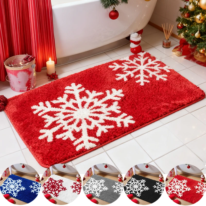 

1pc Christmas Carpet Door /Christmas Door Mat Red Santa Claus Outdoor and Indoor Christmas Snowflake Carpet Alfombras Para Sala