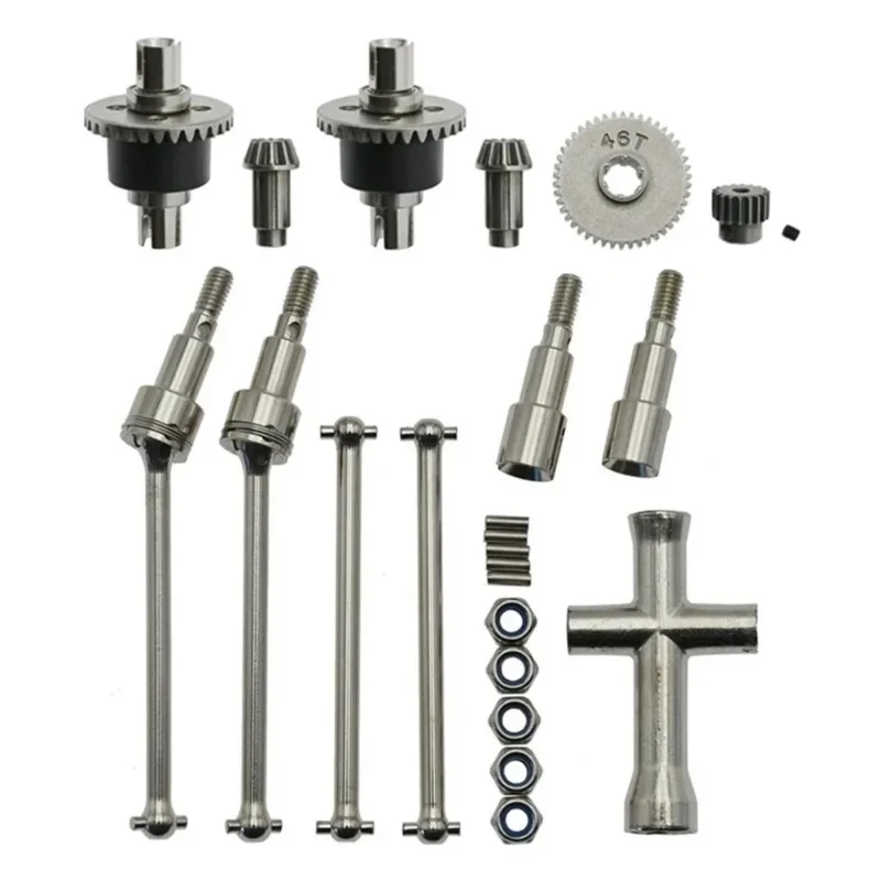 Metalen Differentieel en Aandrijfas Set voor SCY 16101 16102 16103 16201 Pro 1/16 Borstelloze RC Auto Upgrades Onderdelen