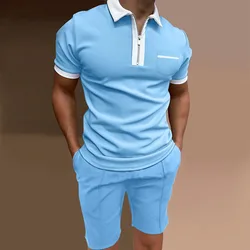 2024 Fashion solid Color lapel short sleeve suit casual beach Men short sleeve Top breathable Shorts