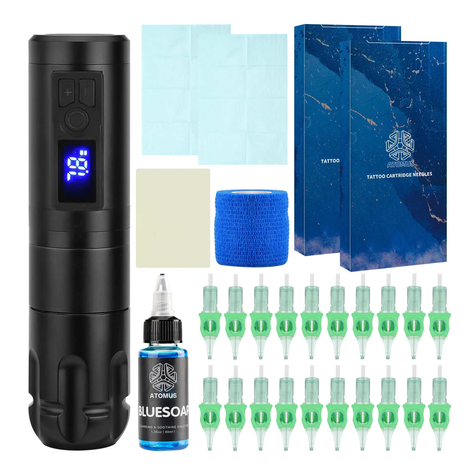 

Профессиональный беспроводной роторный комплект тату-машины с 20 иглами-картриджами 3RL 5RL, набор для татуировщиков и начинающих