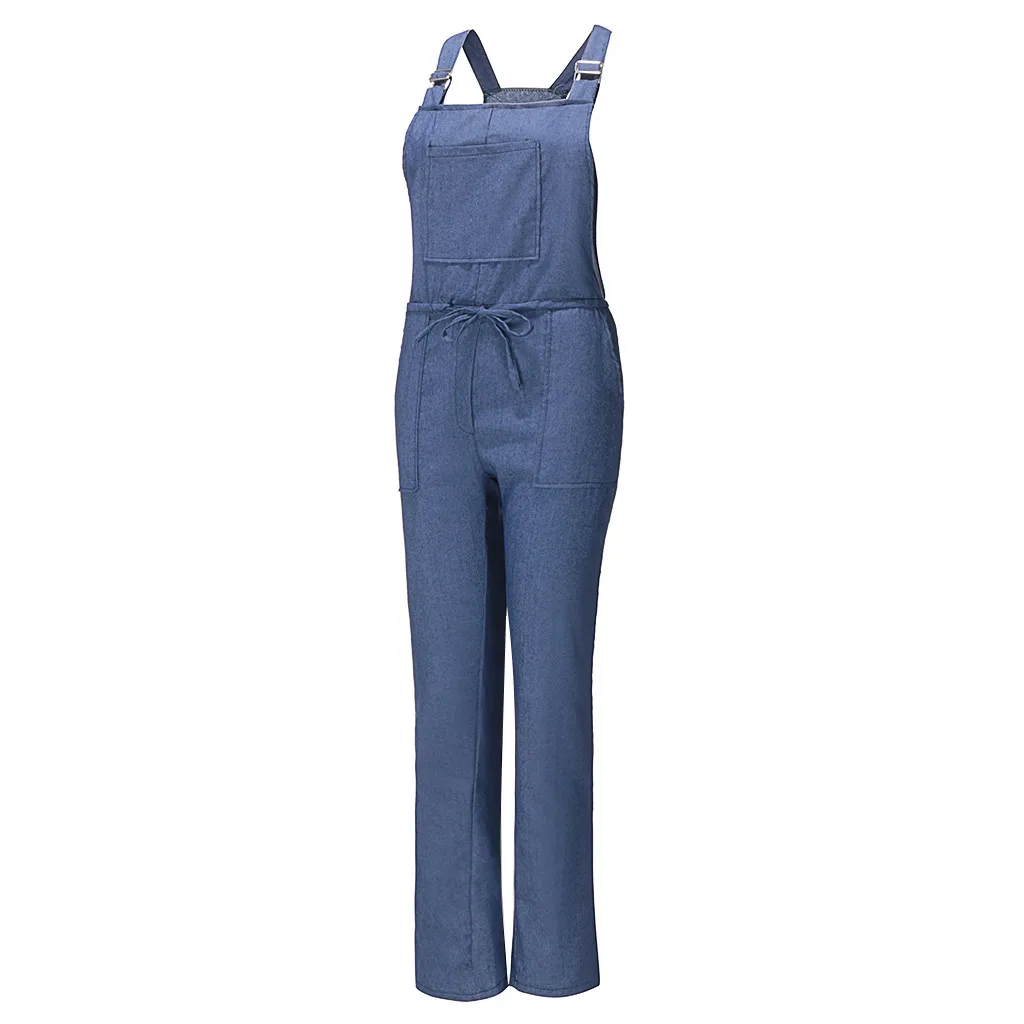 2024 Denim Jumpsuit Women Loose Vintage Style Overalls Female Belted Wide Elegant Leg Pant Popular Denim Straight Leg Romper