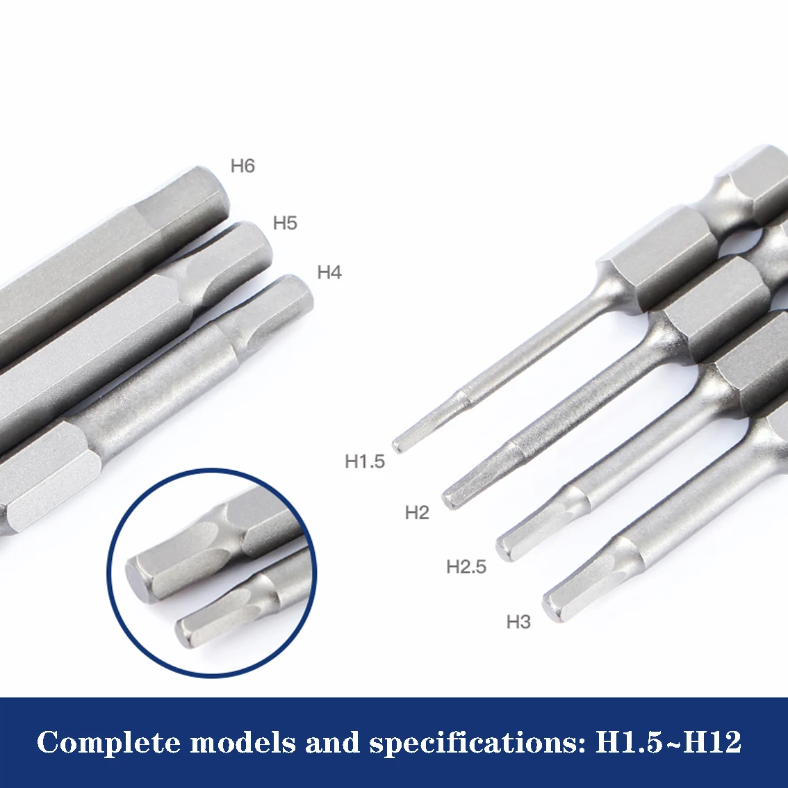 50/65mm Long S2 Hexagonal Square Handle Magnetic Electric Screwdriver Head Wrench Electric Drill Head Set Wind Screwdriver Head