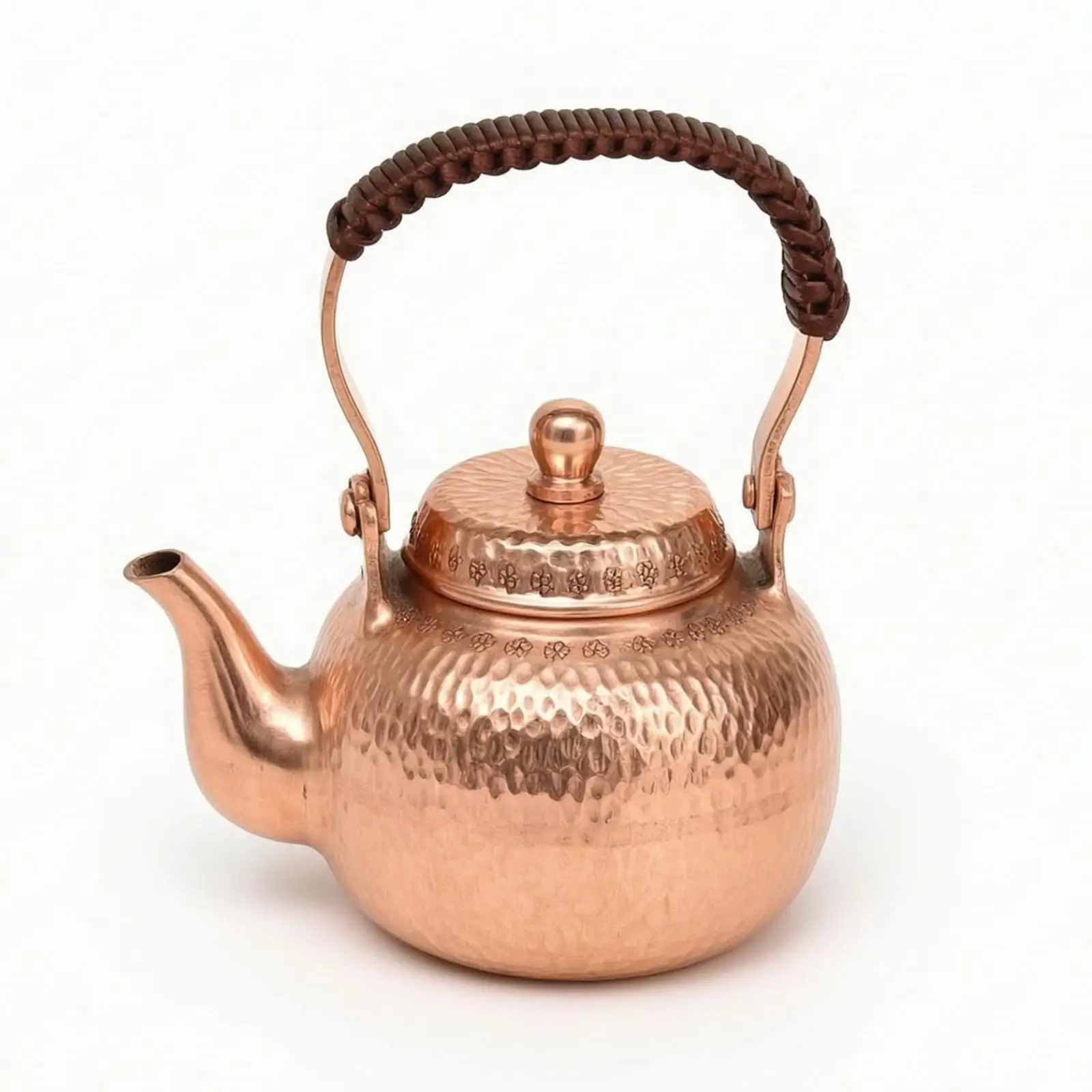 Hand Worked Copper Tea Kettle for Stove Top Boiling Compact 400ml Teapot with Secure Grip Handle and Functional Spout