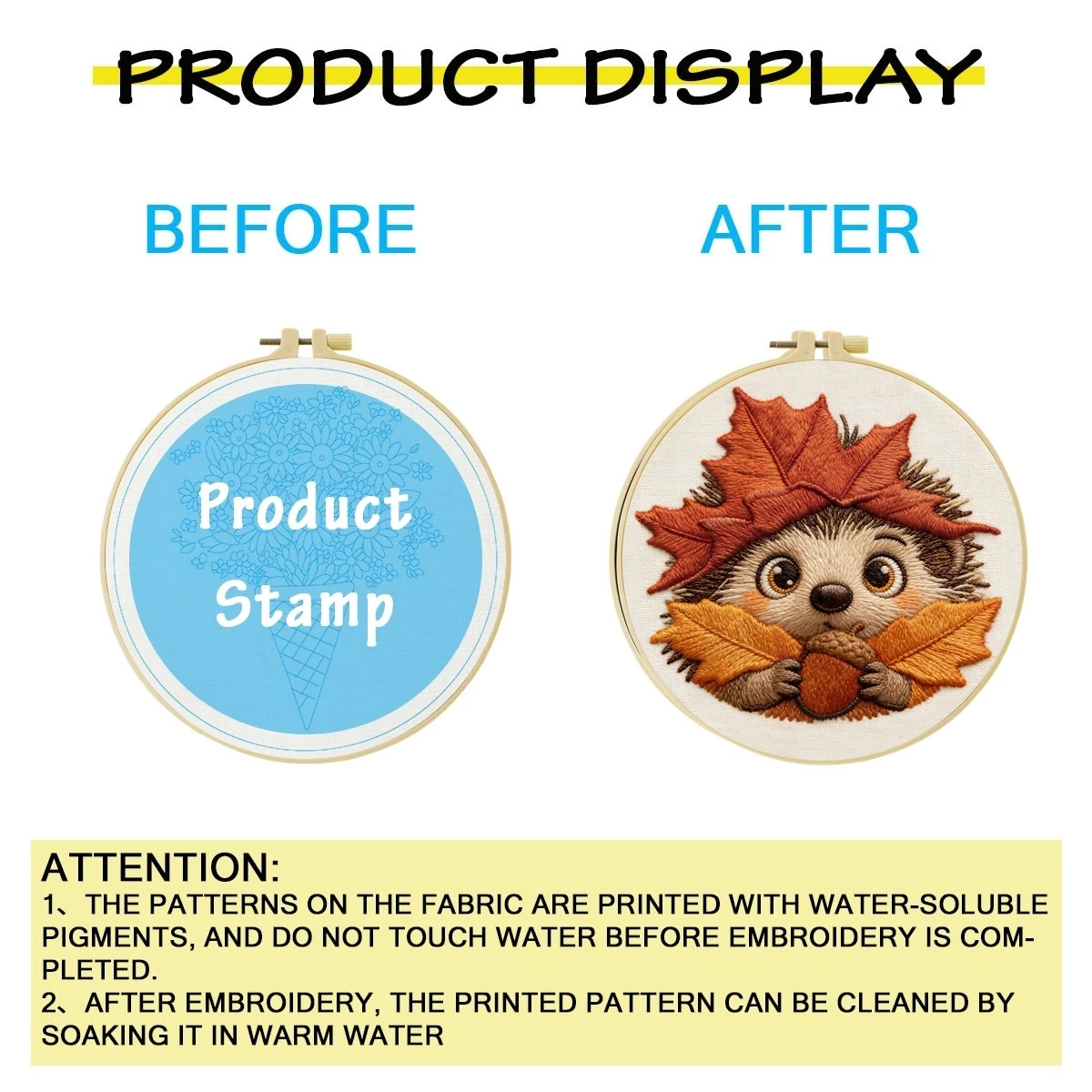1 Set Herbstblatt-Igel DIY-Stickerei-Set für Anfänger, Stick-Starter-Kit, Kreuzstich-Kunstgeschenk, Nadelarbeiten – Detail 3