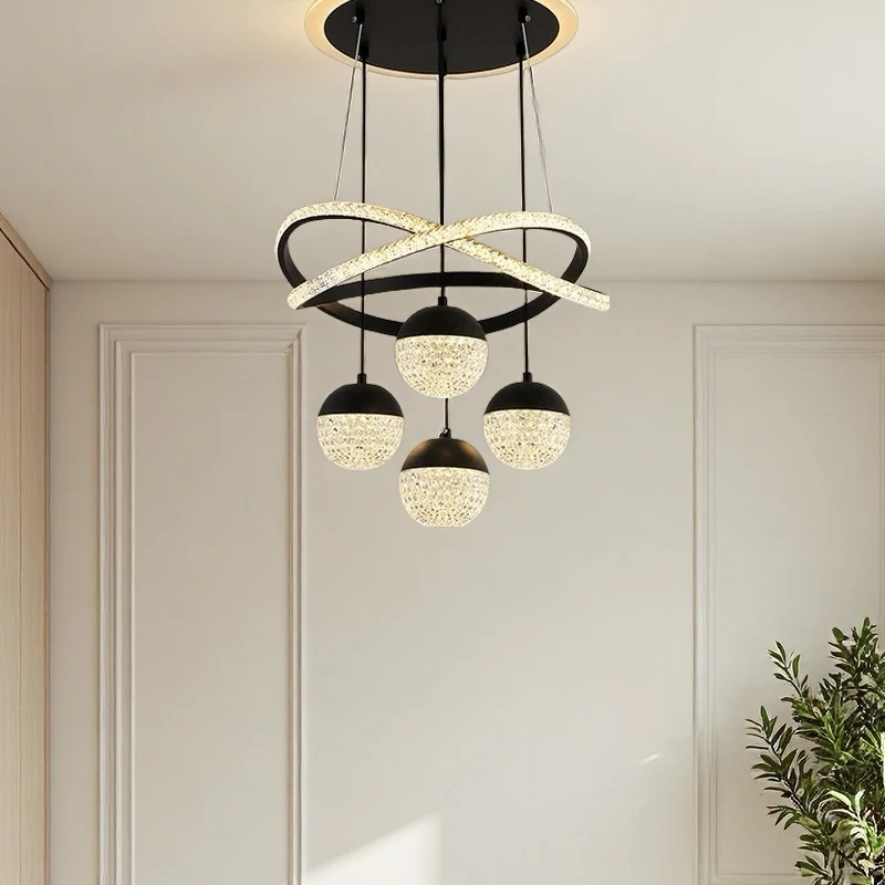 

Modern LED Ring Chandelier - Dimmable round Ceiling Light for Dining Room Living Bedroom Kitchen - Interior Linea Pendant Light