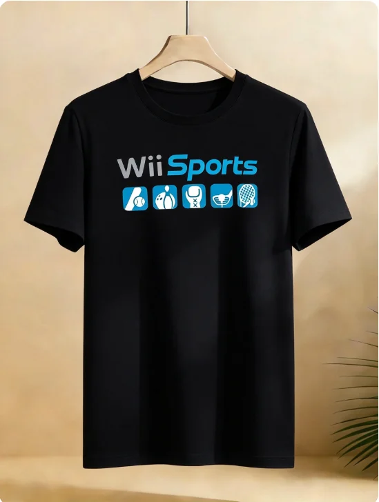 2026 Men Simple Sports Icon Graphic T-shirt Minimal Blue Print Short Sleeve Crew Neck Tee