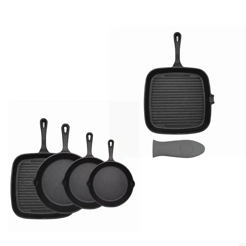 Professional Steak Frying Pan with Ergonomic Handle and Heat Distribution Design Cooking Pan for Delicious Result B03E