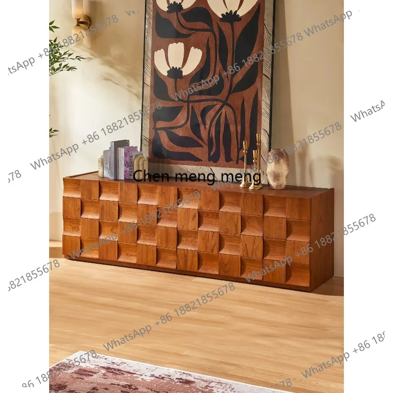 

Medieval solid wood retro dining side cabinet living room wall locker design TV cabinet