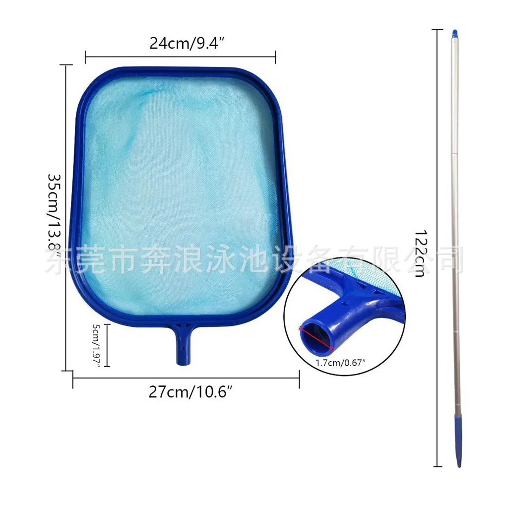 48 Inch Pool Leaf Net With 5 Aluminum Poles Shallow Mesh Swimming Pool Skimmer Net - view 3