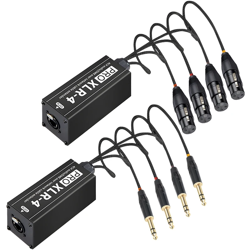 0.7M XLR Male/Female 4 Channel 3Pin XLR to Ethercon RJ45 Cat5 Ethernet Extender for Stage Sound Lighting and Recording Studio