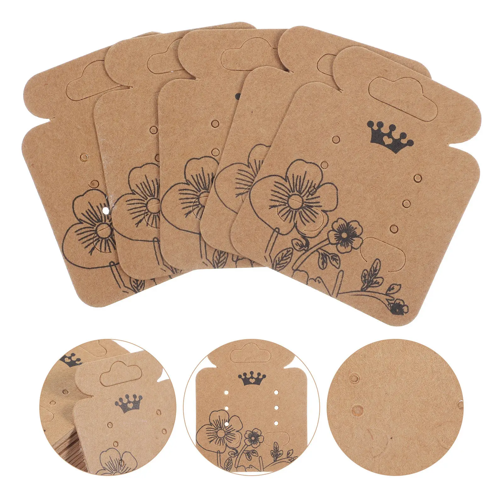 

100 Sheets Earring Cards Premium Kraft Paper Jewelry Display Cards with Earring Backs for Necklaces Hairpins Studs Packaging