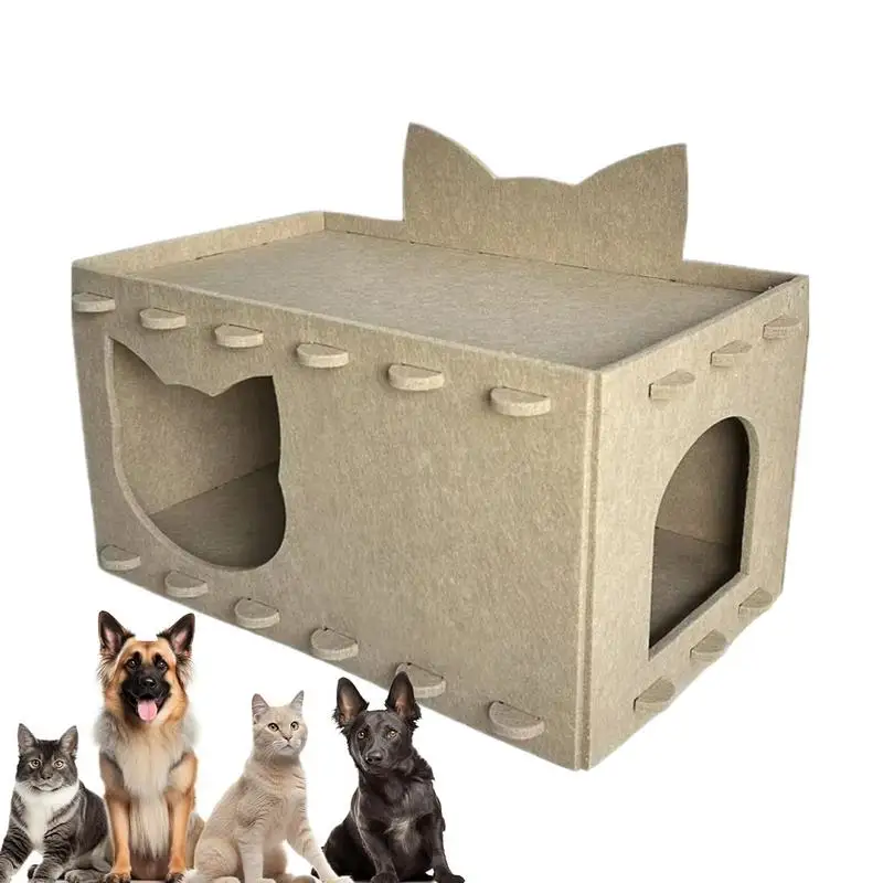

Cat House Scratcher Felt Kitten Tunnel Bed Detachable Felt Spacious Cat Nesting Scratcher House For Indoors And Outdoors