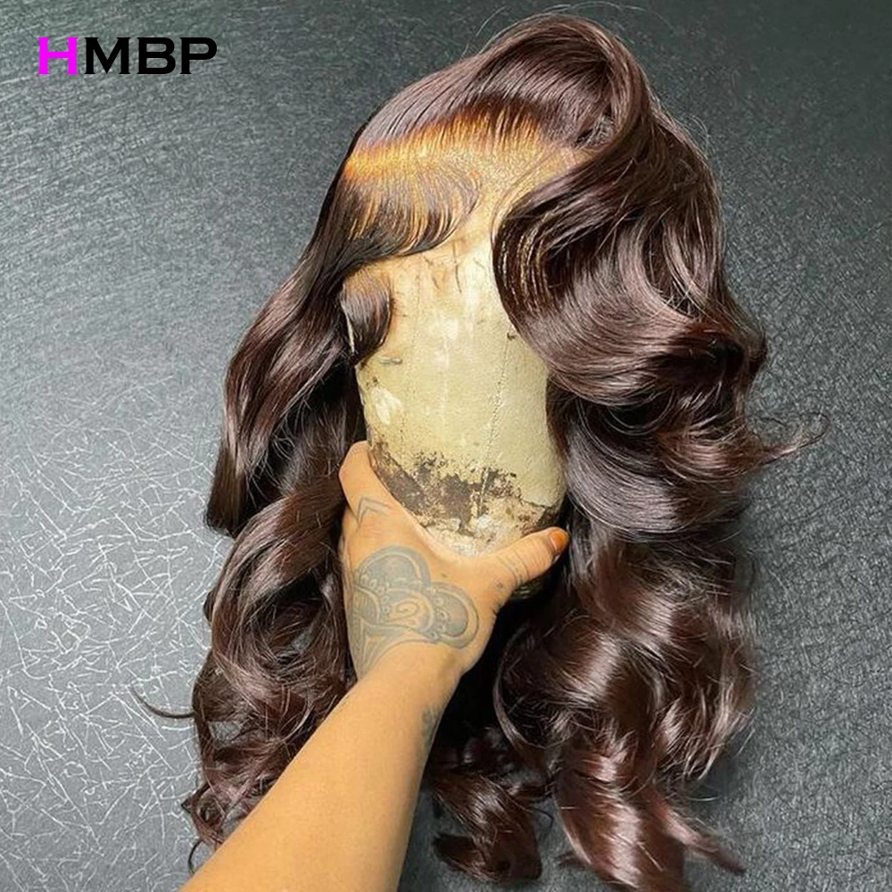 350 Density Brown Color Body Wave Glueless Wig Human Hair Ready To Wear 13x6 HD Lace Frontal Wig Preplucked Lace Closure Wig