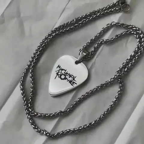 My Chemical Romance Cosplay Stainless Steel Necklace Men Women Rock Band Guitar Pick Pendant Choker Jewelry Accessories Gifts