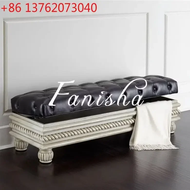 French solid wood footstool household door storage sofa low stool shoe changing stool