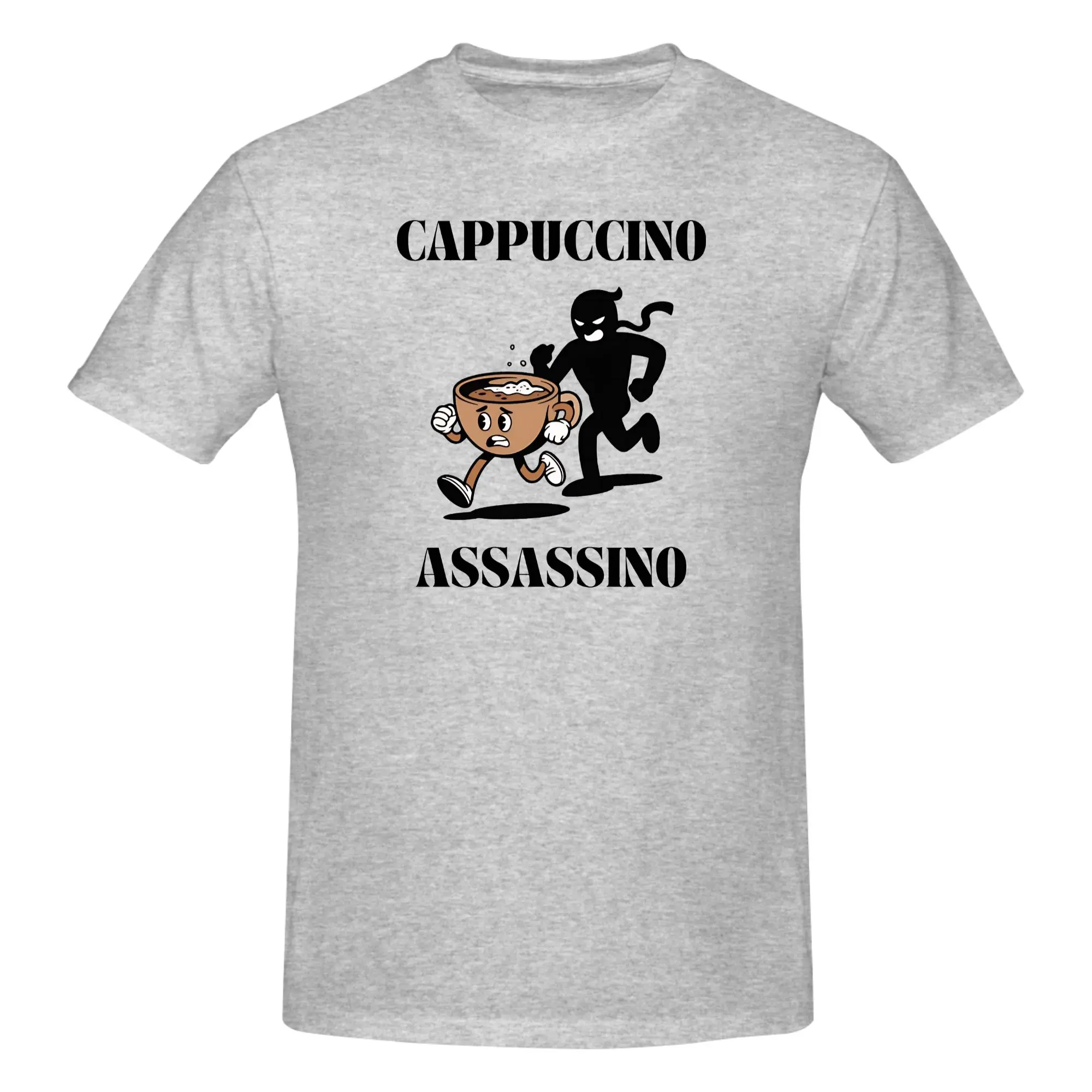 1 Piece Caffeine Addict Funny Graphic 100% Cotton T-Shirt Cappuccino Assassino Meme Tees Tops For Men