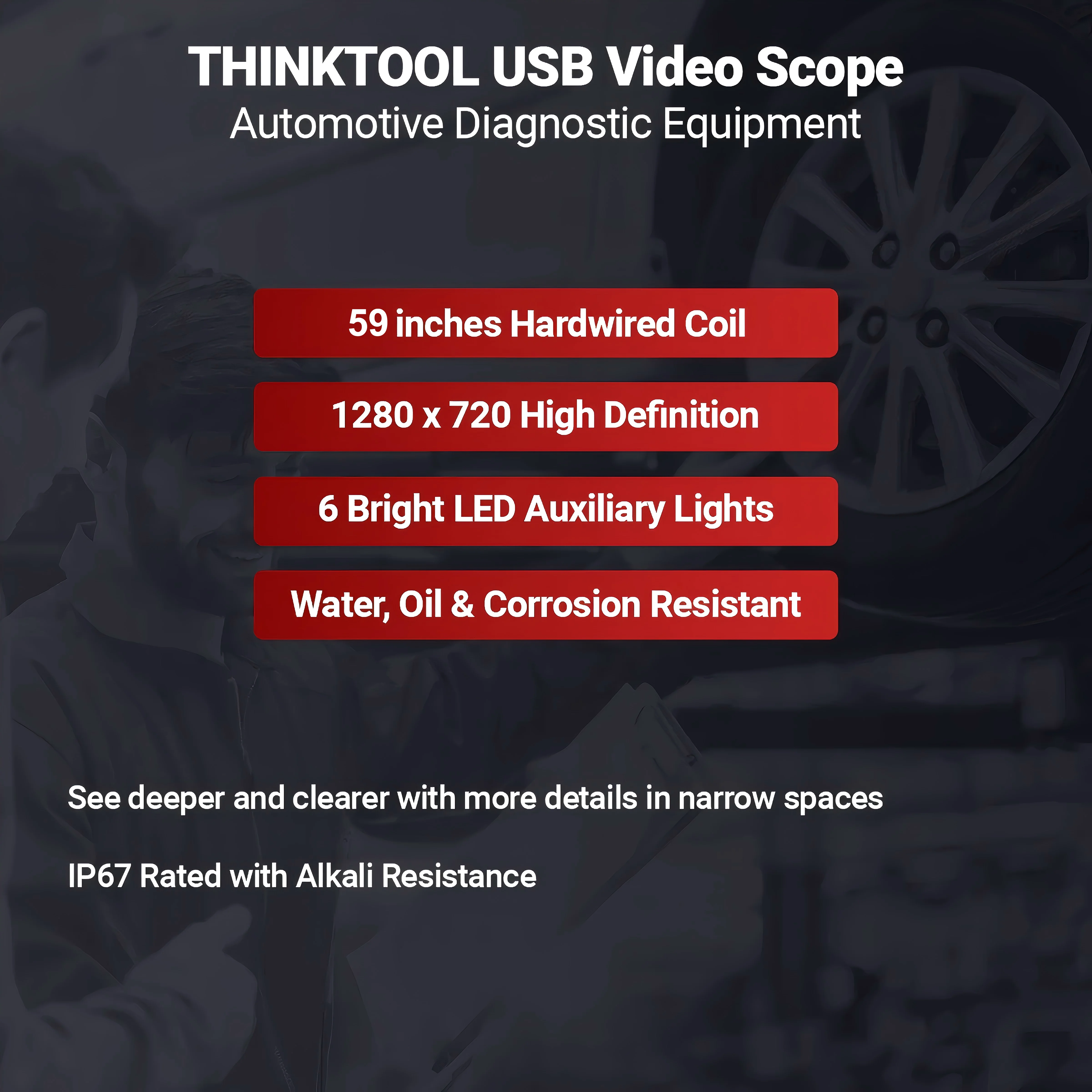THINKCAR TinkTool USB Video Inspection Scope Camera with LED Light for Automotive Diagnostic Equipment - VIDEO SCOPE (USB)